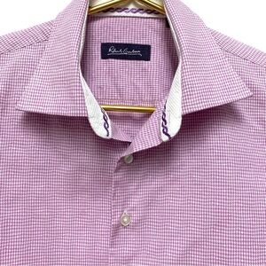 Robert Graham Boys Small 8 Button Down Dress Shirt Light Purple Gingham‎ Check